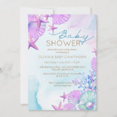 Invitation Elégant Baby shower de plage Ocean shells (Devant)