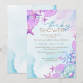 Invitation Elégant Baby shower de plage Ocean shells (Devant / Derrière)