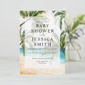 Invitation Elégant Baby shower de plage tropical (Debout devant)