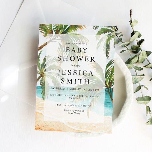 Invitation Elégant Baby shower de plage tropical