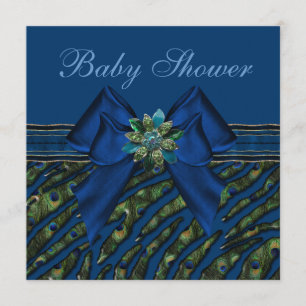 Invitation Élégant Baby shower de Poster de animal Blue Peaco