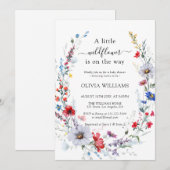 Invitation Élégant Baby shower de prairie à fleurs sauvages (Devant / Derrière)