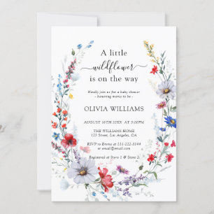 Invitation Élégant Baby shower de prairie à fleurs sauvages