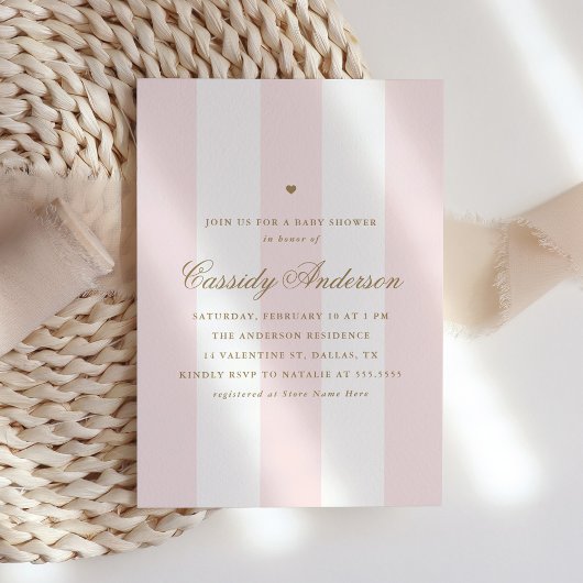 Invitation Élégant Baby shower de Saint-Valentin Preppy rose