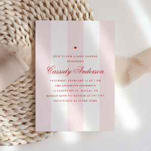Invitation Élégant Baby shower de Saint-Valentin Preppy rose