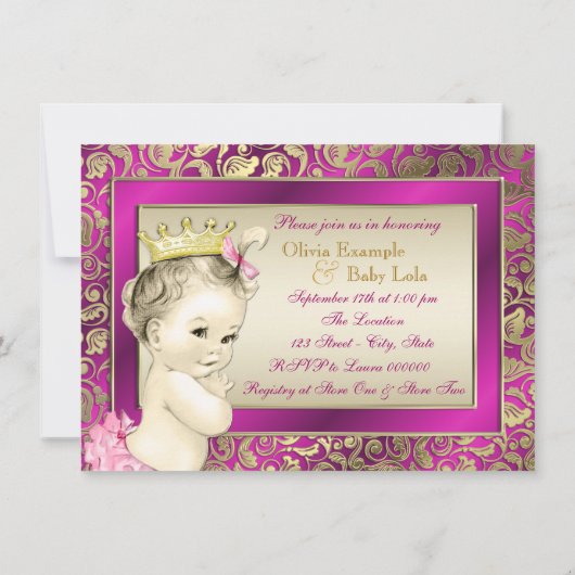 Invitation Elégant Baby shower de Tea Party pour filles rose  (Dos)
