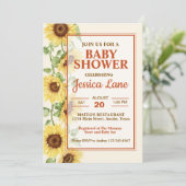 Invitation Élégant Baby shower de tournesol (Debout devant)