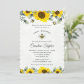 Invitation Élégant Baby shower de tournesols comme Can Bee (Debout devant)