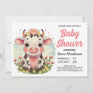 Invitation Élégant Baby shower de vache de ferme numérique ma