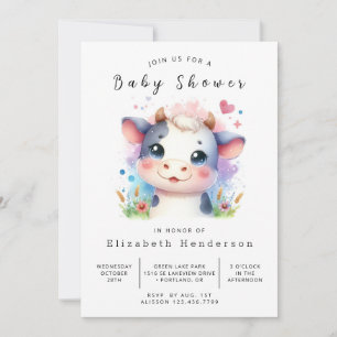 Invitation Elégant Baby shower de vache de veau de grange