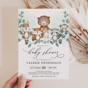 Invitation Élégant Baby shower de verdure des Eucalyptus des