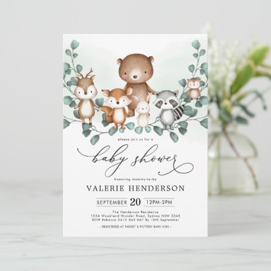 Invitation Élégant Baby shower de verdure des Eucalyptus des (Debout devant)