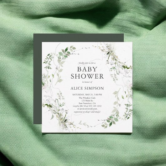 Invitation Elégant Baby shower de verdure moderne