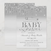 Invitation Élégant Baby shower d'épingle de sécurité de la go (Devant / Derrière)