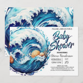 Invitation Elégant Baby shower des vagues de bord de mer (Devant / Derrière)