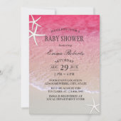 Invitation Elégant Baby shower d'étoiles de plage rose (Devant)