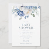 Invitation Elégant Baby shower d'hiver bleu-poussiéreux (Devant)