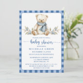 Invitation Élégant Baby shower d'hiver En vichy Teddy Bear (Debout devant)