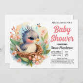 Invitation Élégant Baby shower d'oiseaux de Boho Enchanted (Devant / Derrière)