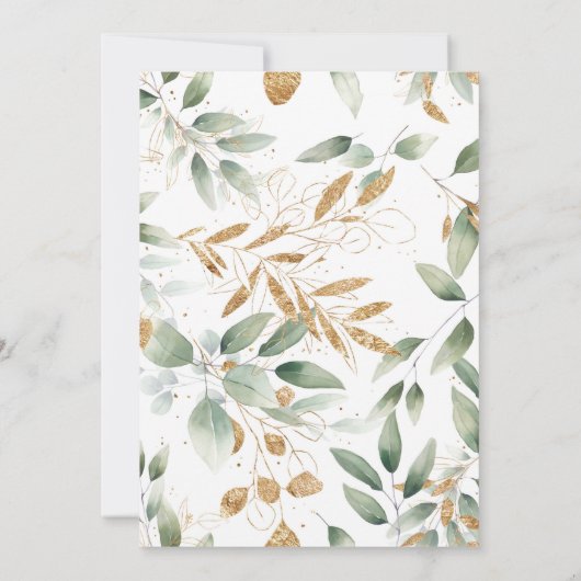 Invitation Elégant baby shower d'or vert neutre genre (Dos)