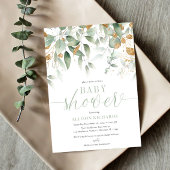Invitation Elégant baby shower d'or vert neutre genre