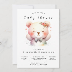 Invitation Élégant Baby shower d'ours personnalisé