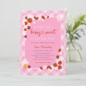 Invitation Élégant Baby shower doux Berry Summer Daisy (Debout devant)