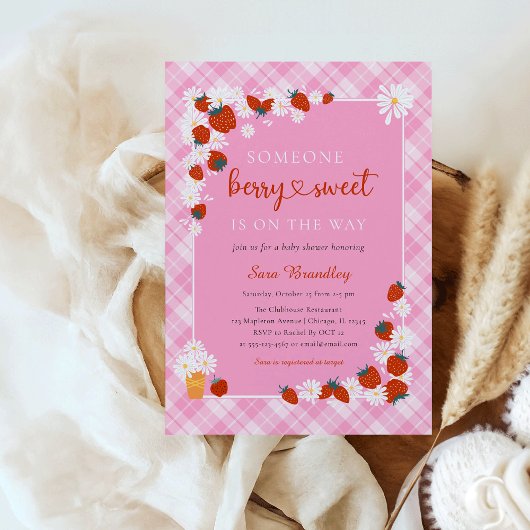 Invitation Élégant Baby shower doux Berry Summer Daisy