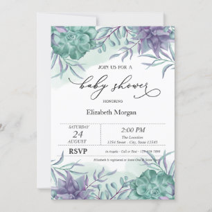 Invitation Elégant Baby shower du désert succulent