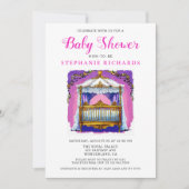 Invitation Elégant Baby shower En Lace Or Et Blanc Rose (Devant)