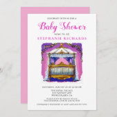 Invitation Elégant Baby shower En Lace Or Et Blanc Rose (Devant / Derrière)