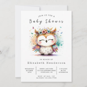 Invitation Élégant Baby shower en ligne de Chouette