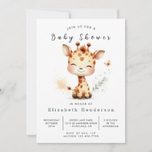 Invitation Élégant Baby shower en ligne de la Giraffe