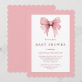 Invitation Élégant Baby shower en ruban rose (Devant / Derrière)