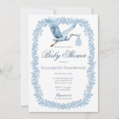 Invitation Elégant Baby shower en tuile fleurie Frame en cigo (Devant)