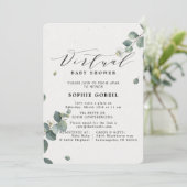 Invitation Élégant Baby shower Eucalyptus Floral VIRTUTAL (Debout devant)