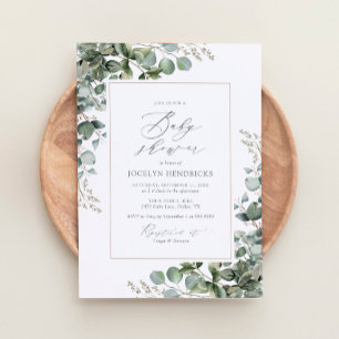 Invitation Elégant Baby shower Eucalyptus verdoyant