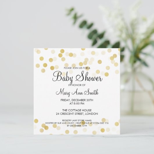 Invitation Élégant Baby shower Faux Gold Foil Parties scintil (Debout devant)