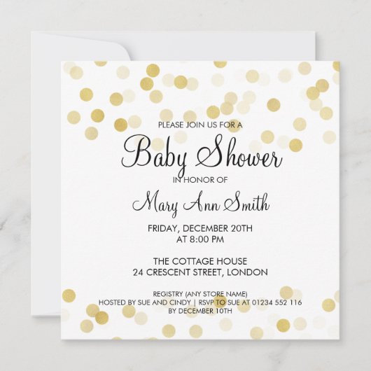 Invitation Élégant Baby shower Faux Gold Foil Parties scintil (Devant)