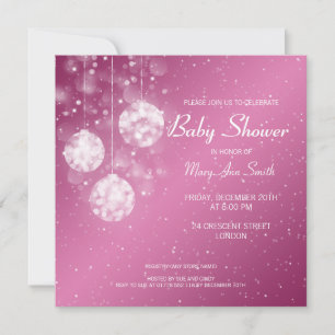 Invitation Élégant Baby shower Festive Baubles rose