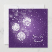 Invitation Élégant Baby shower Festive Baubles violet (Dos)