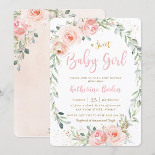 Invitation Élégant Baby shower Fille Fille Rose Rose Push