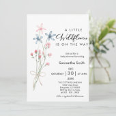 Invitation Élégant Baby shower Fille Un Petit Fleur sauvage (Debout devant)