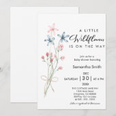 Invitation Élégant Baby shower Fille Un Petit Fleur sauvage (Devant / Derrière)
