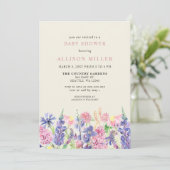 Invitation Elégant Baby shower Fleur sauvage aquarelle (Debout devant)