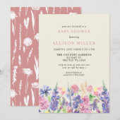 Invitation Elégant Baby shower Fleur sauvage aquarelle (Devant / Derrière)