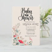 Invitation Elegant Baby shower Fleur sauvage Boho (Debout devant)