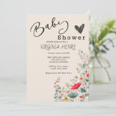 Invitation Elegant Baby shower Fleur sauvage Boho (Debout devant)