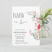 Invitation Elegant Baby shower Fleur sauvage Boho (Debout devant)
