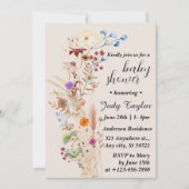 Invitation Elégant Baby shower Fleur sauvage Boho (Devant)